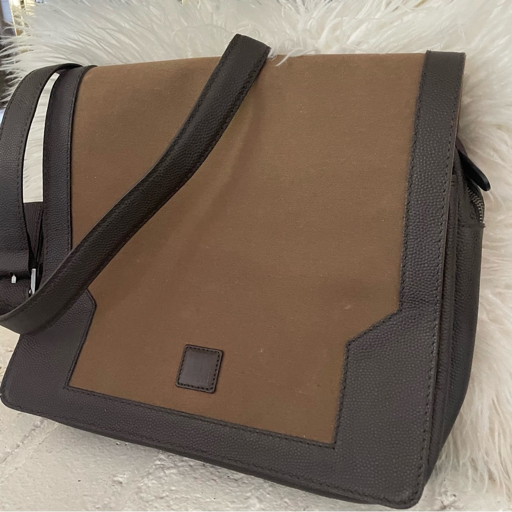 DUNHILL messenger laptop bag. Leather and canvas. Men’s Luxury item.